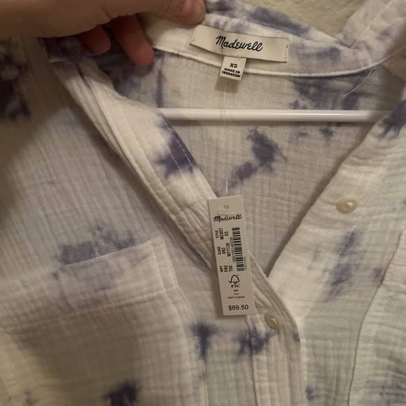 Madewell NWT linen tie-dye button down shirt - Picture 3 of 4